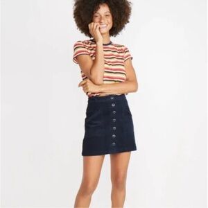Express Vintage 90s Y2K Corduroy Navy Button Mini skirt size 6